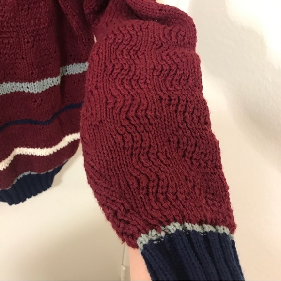 Vintage Wayne Scott maroon and blue knit V-neck sweater - Picture 13 of 14